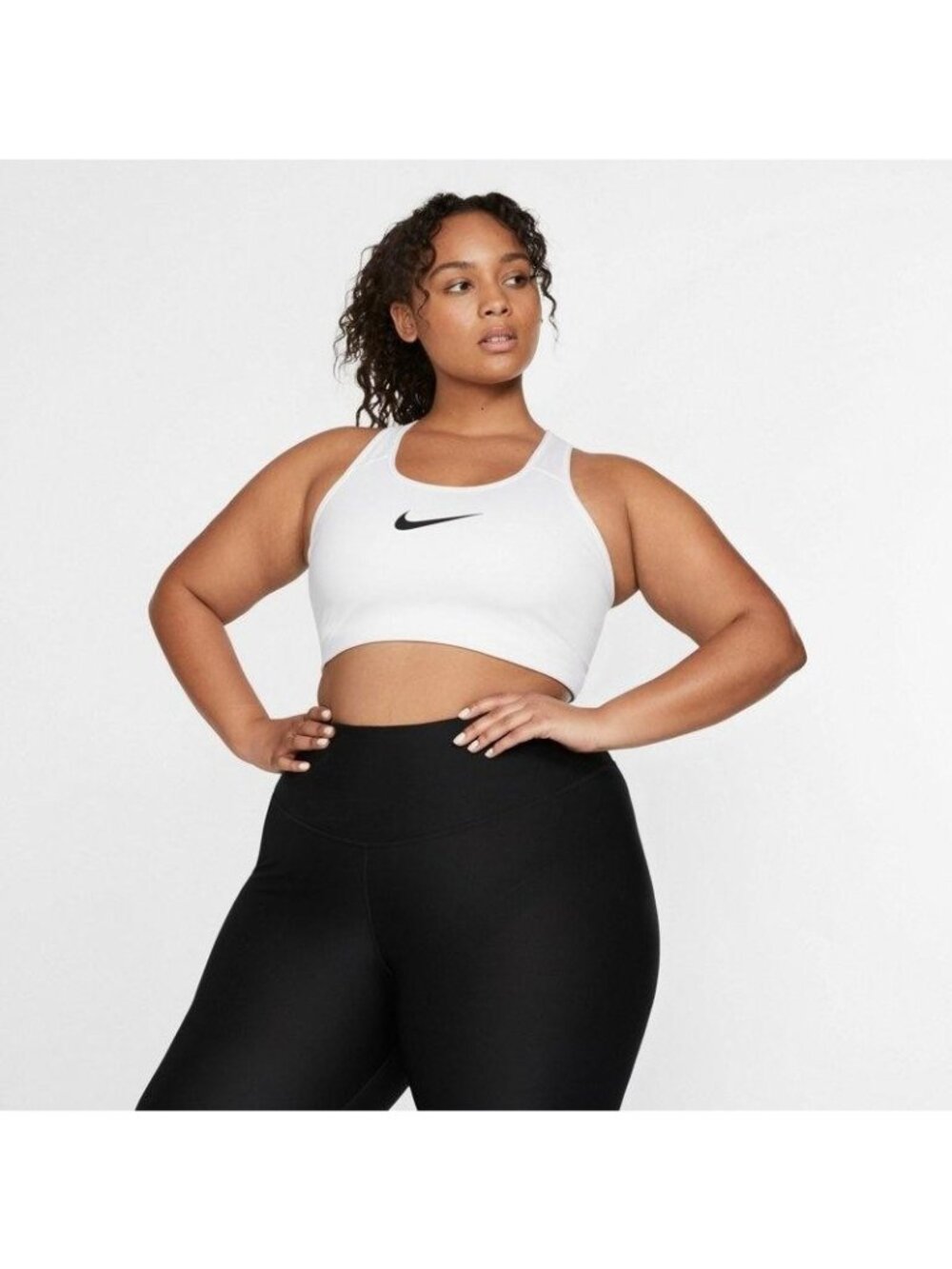 Nike Swoosh Sports Tank Top Sports Bra Plus Size 3X White Dri-FIT Training